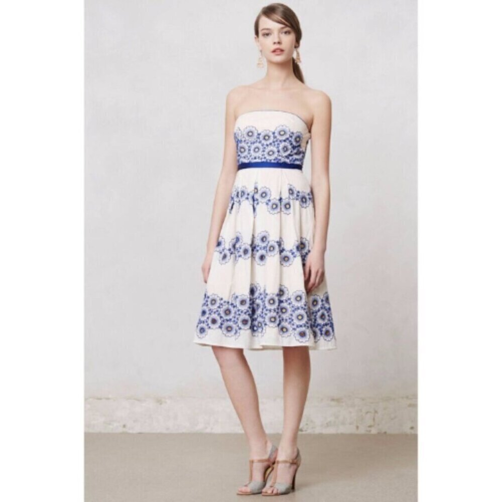 Anthropologie By Moulinette Soeurs Womens 4 Forget-me-not Cold Shoulder Dress